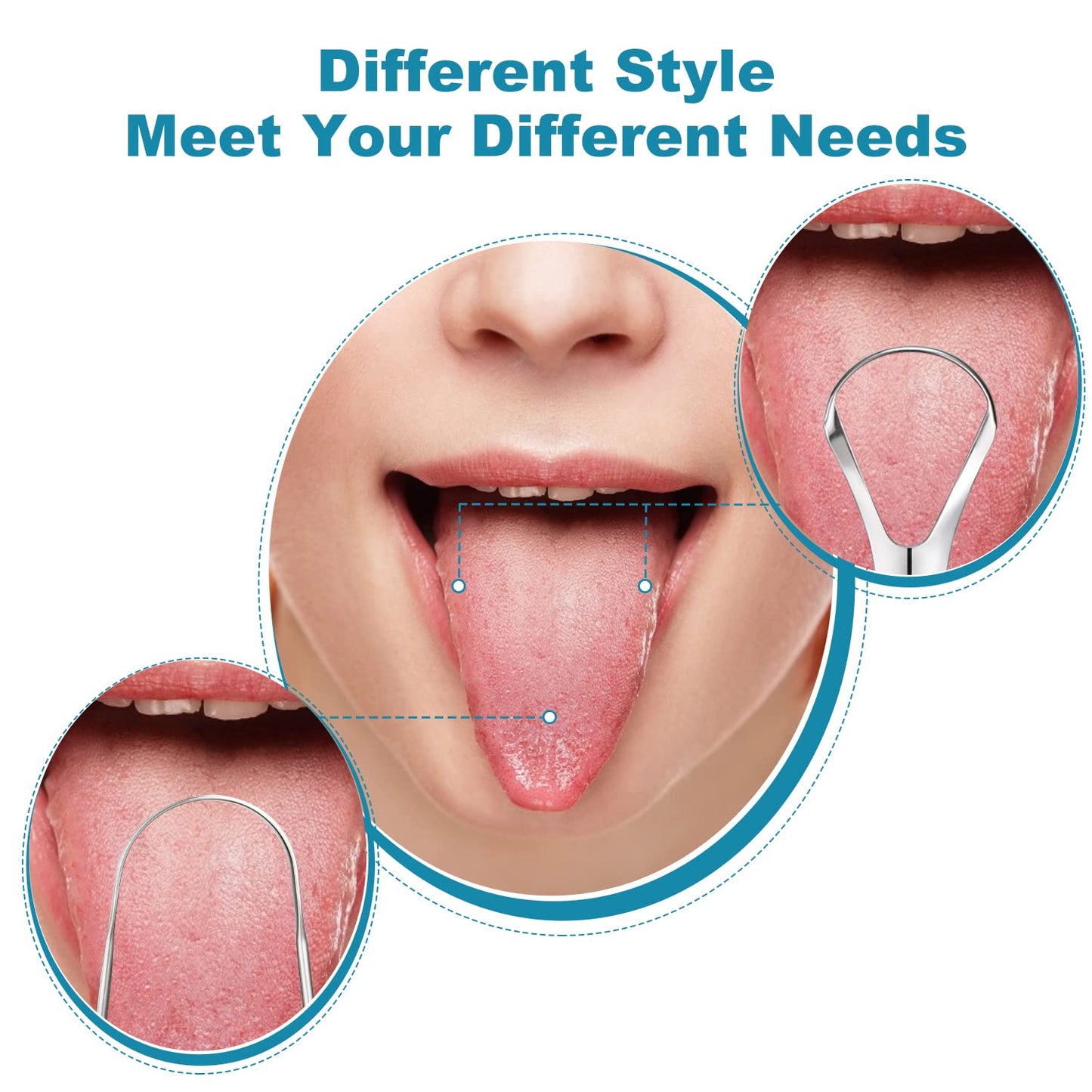 3 PCS Metal Tongue Scraper, Tongue Scrapers for Adults Kids, Stainless Steel