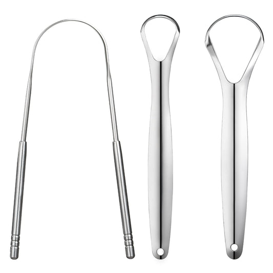 3 PCS Metal Tongue Scraper, Tongue Scrapers for Adults Kids, Stainless Steel