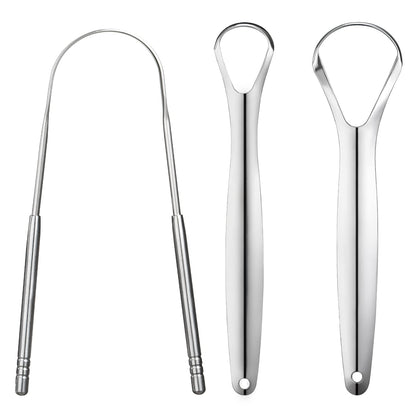 3 PCS Metal Tongue Scraper, Tongue Scrapers for Adults Kids, Stainless Steel